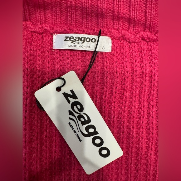 Zeagoo Chunky Knitted Cardigan Long Sleeve Women’s Size Small Raspberry NWT - Picture 5 of 9